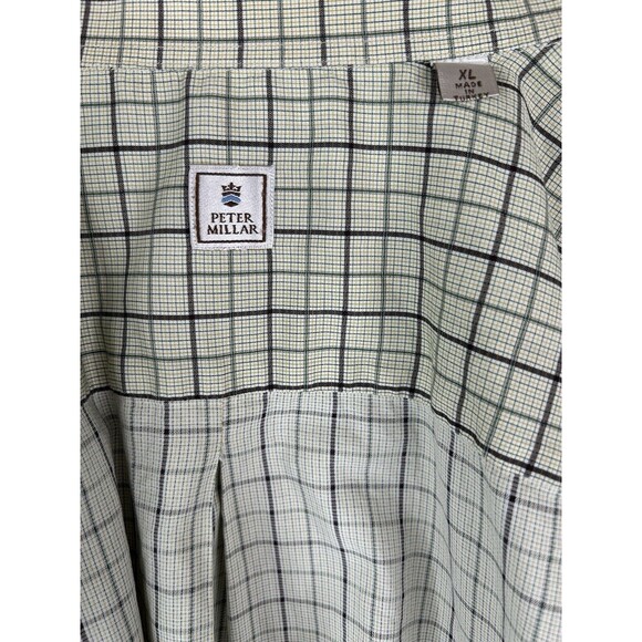Peter Millar Plaid Long Sleeve Men's Button Down Shirt Green Brown Tan Plaid XL - Picture 7 of 8